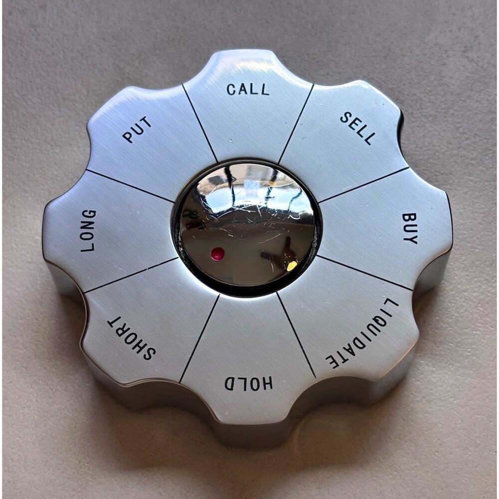 Desk Stock Trading Decision Spinner Wheel Buy Sell Hold Short Long Put Call